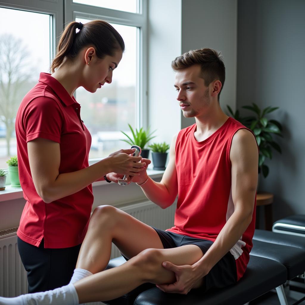 Young Athlete Receiving Physiotherapy Treatment