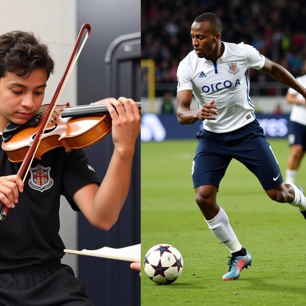 Young Violinist Practicing and Lamine Yamal Training