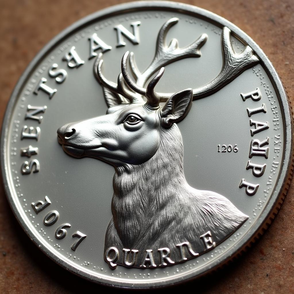 2006 Canadian Quarter Caribou Design Close-up