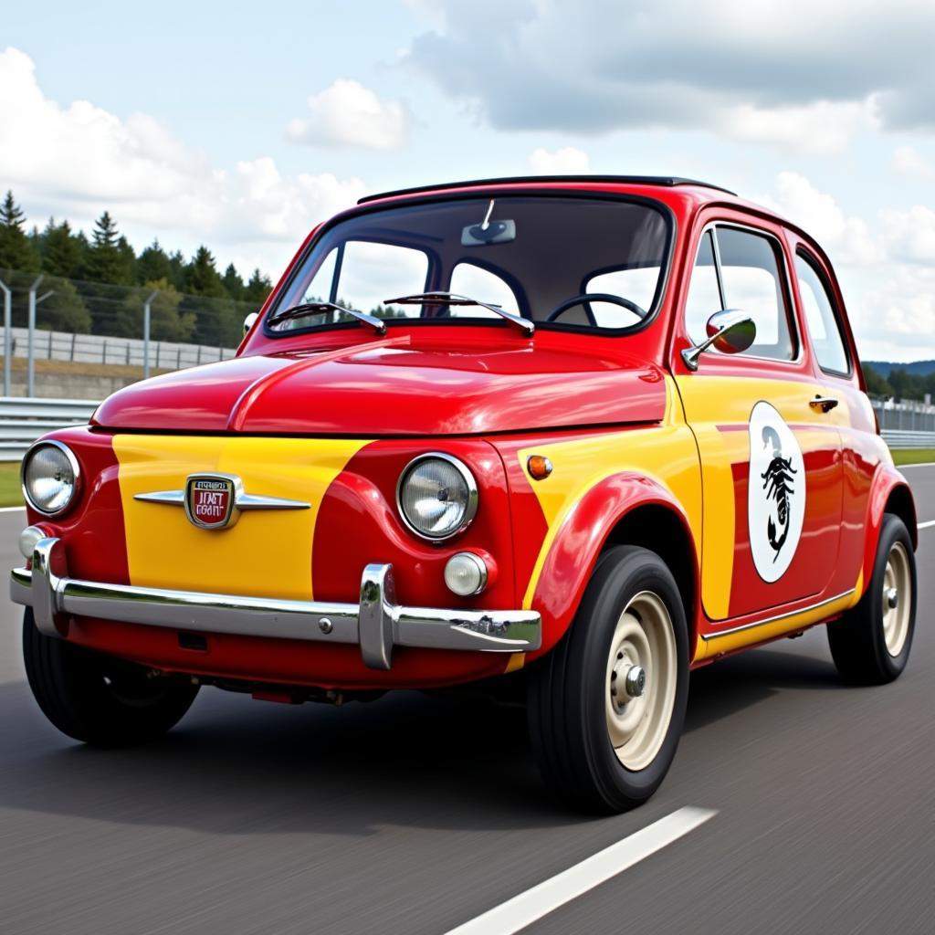 Early Abarth Livery - Fiat 600 Abarth with classic red and yellow stripes.