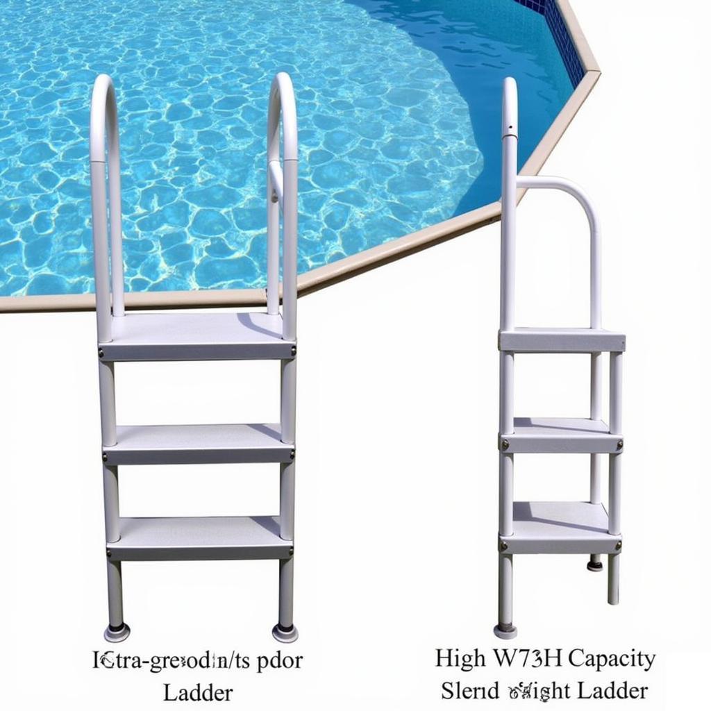 Above-ground pool ladder with wide steps