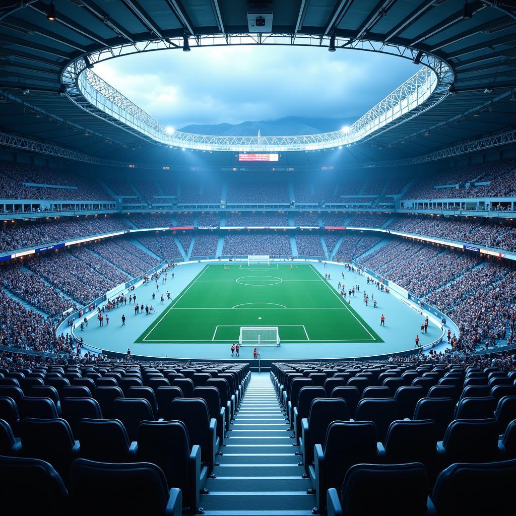 AI-powered stadium design optimizes fan flow and safety.