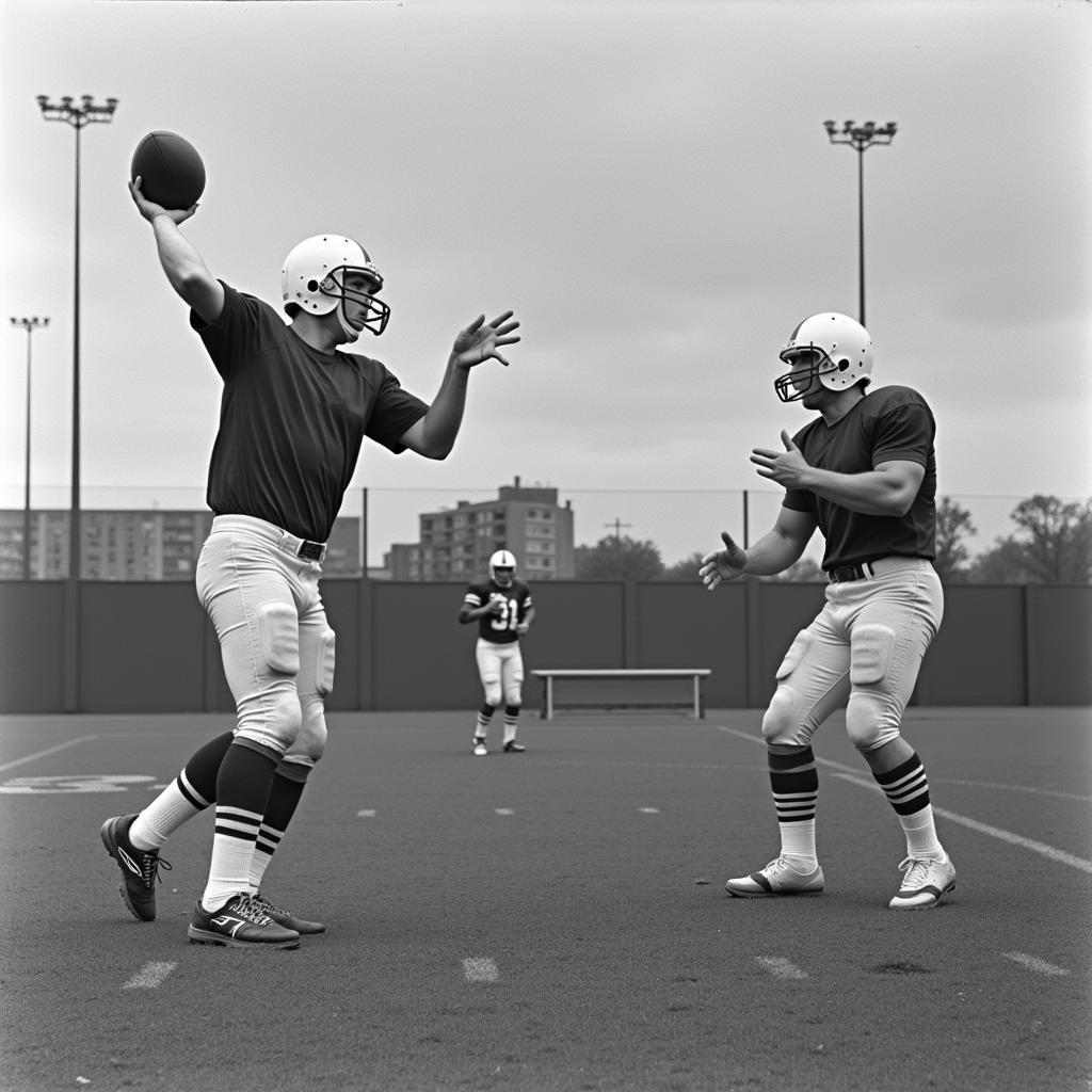 Quarterback executing an air raid pass play