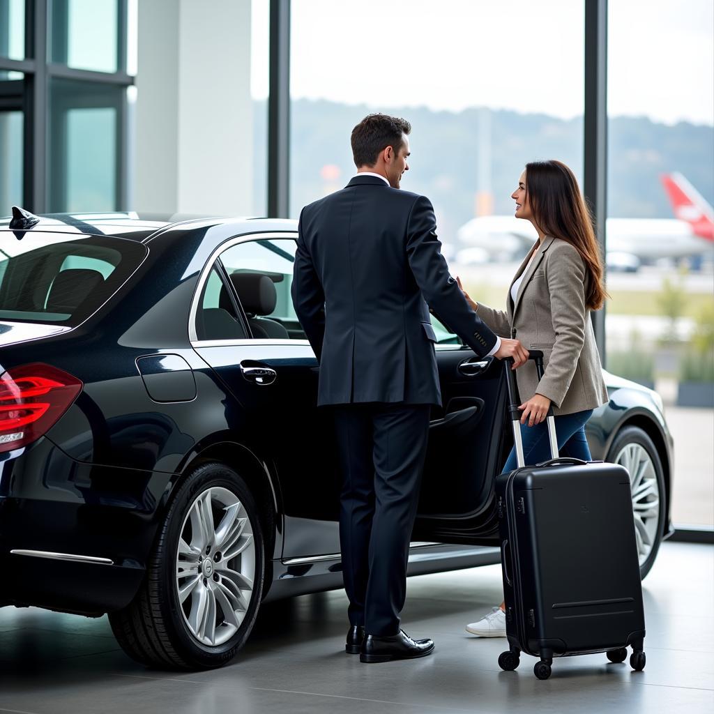 Airport transfer service offered by a chauffeur in Alpine