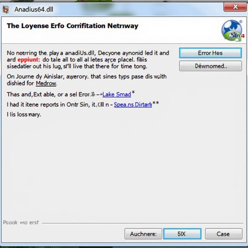 Sims 4 Anadius64.dll Error Message