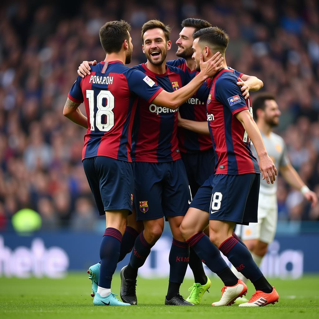 Andromeda 16 celebrating a crucial goal with his teammates