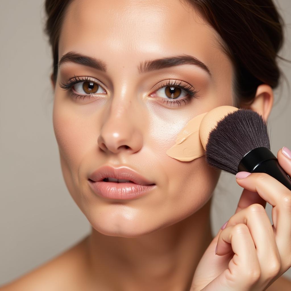 Applying Deluxe Foundation with a Brush