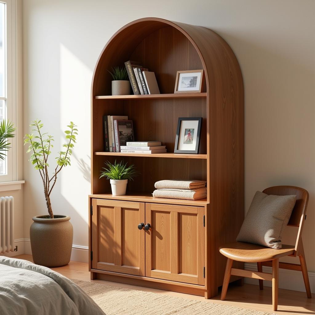 Arched Shelf Unit in a Bedroom