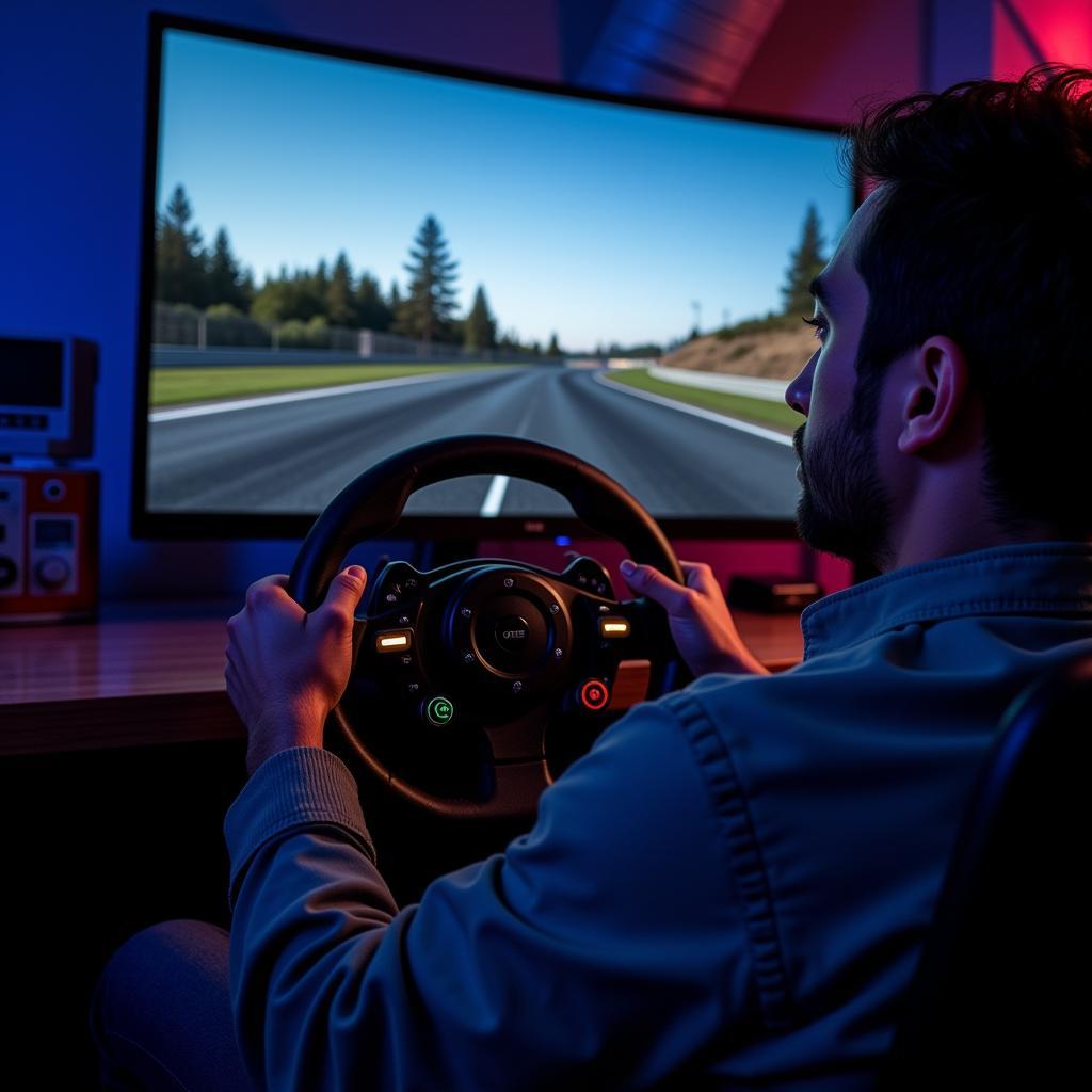 Yamal using the Asetek Forte Wheel in a sim racing setup