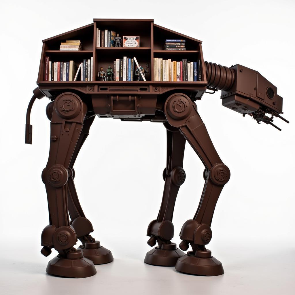 Star Wars AT-AT Bookshelf Design: A detailed view of an AT-AT bookshelf showcasing its intricate design and spacious shelves, perfect for displaying books and collectibles.