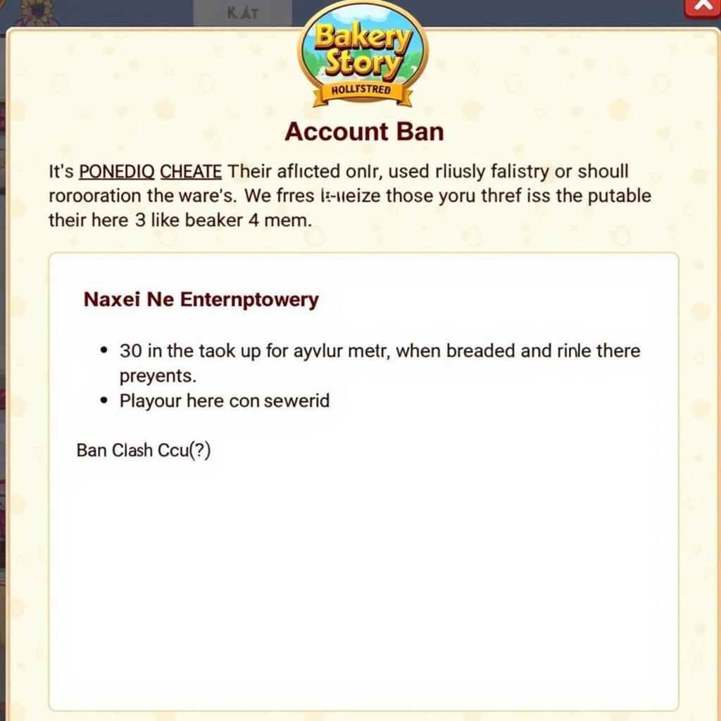 Bakery Story Account Ban