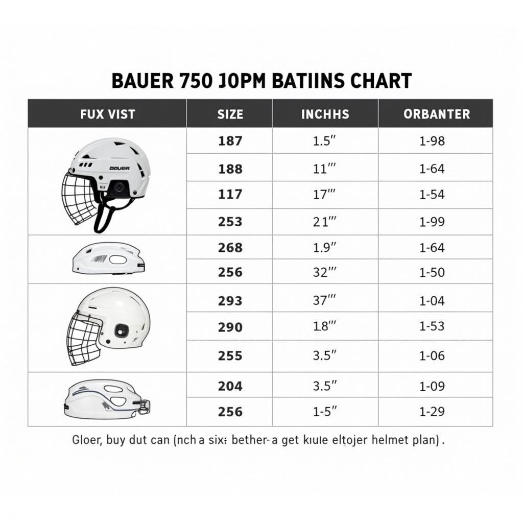 Bauer 7500 Hockey Helmet Sizing Chart