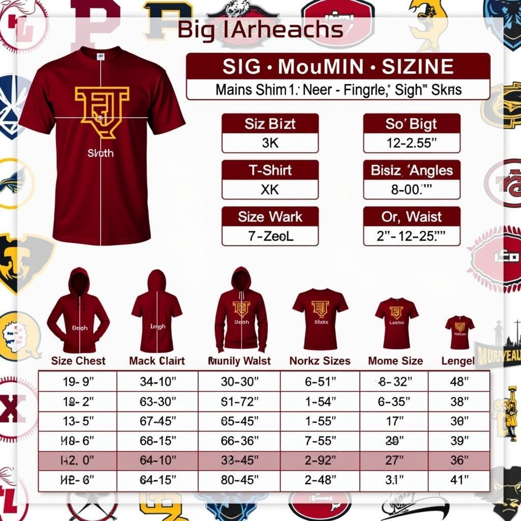 Big 12 Apparel Sizing Guide