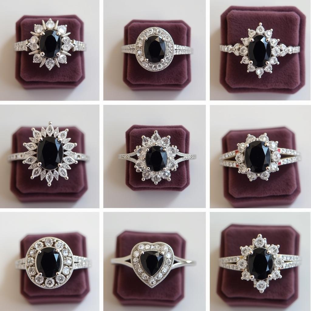 Black Diamond Vintage Engagement Rings with Different Cuts