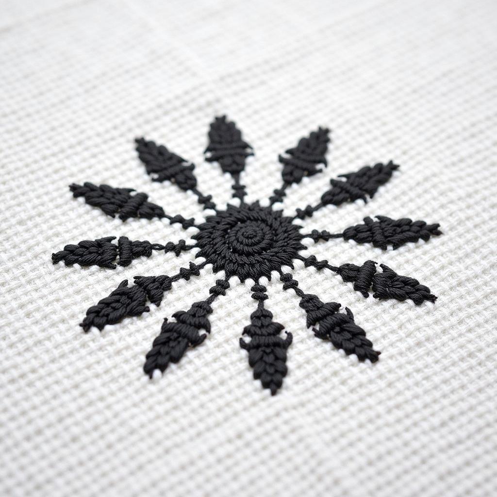 Black and White Cross Stitch Floral Pattern