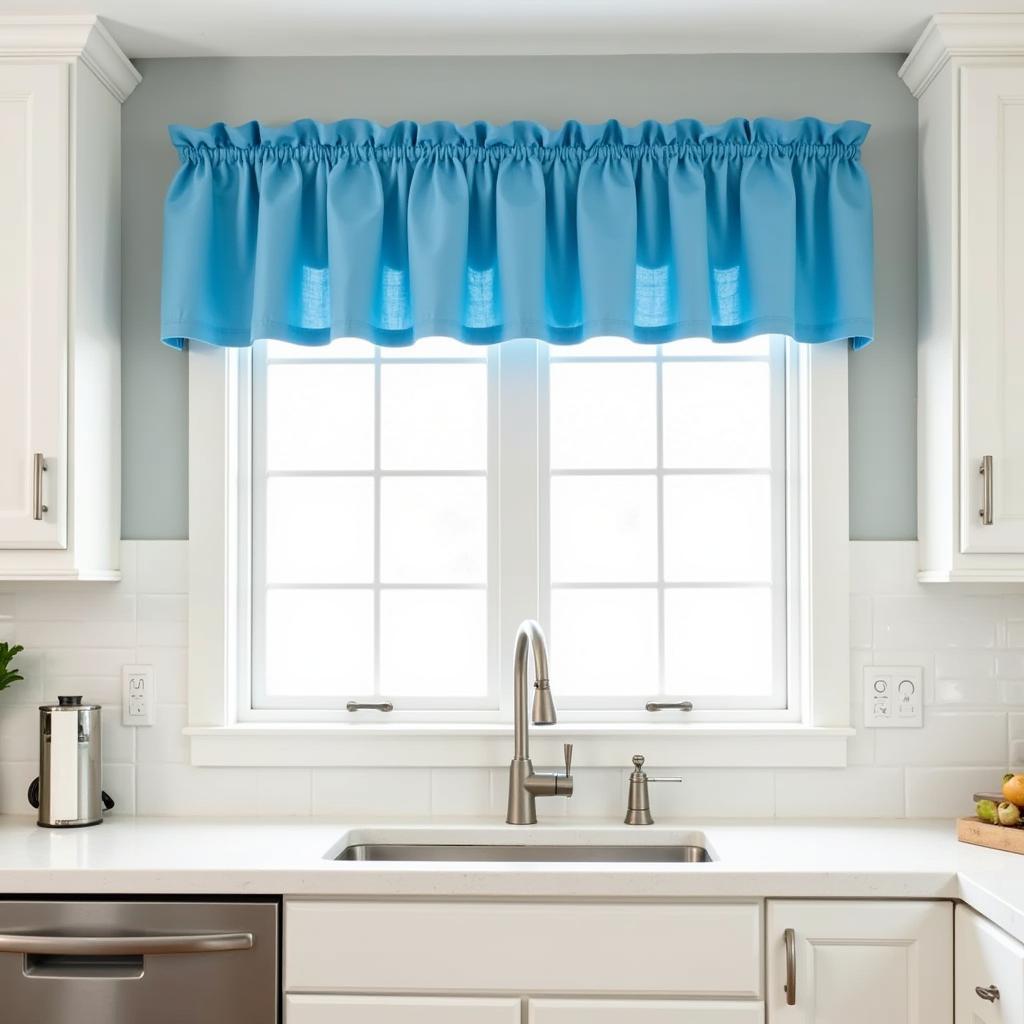 Blue Valance and Swag in a Kitchen