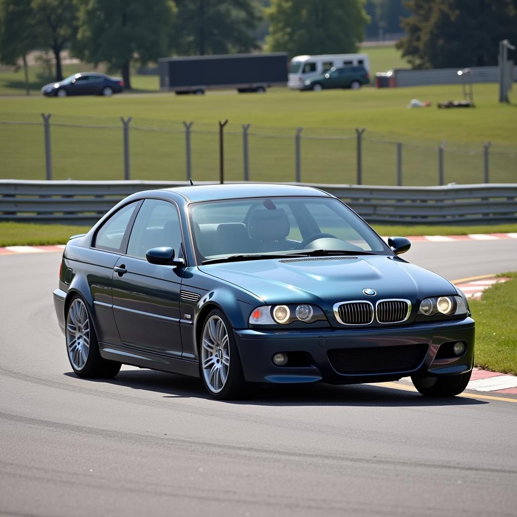 BMW M3 Cornering on a Racetrack