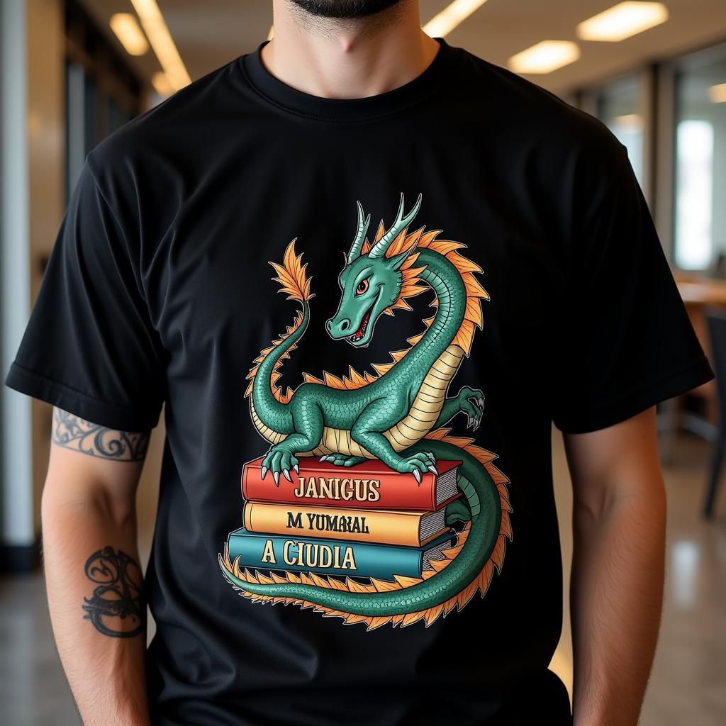 Yamal fan wearing a book dragon shirt