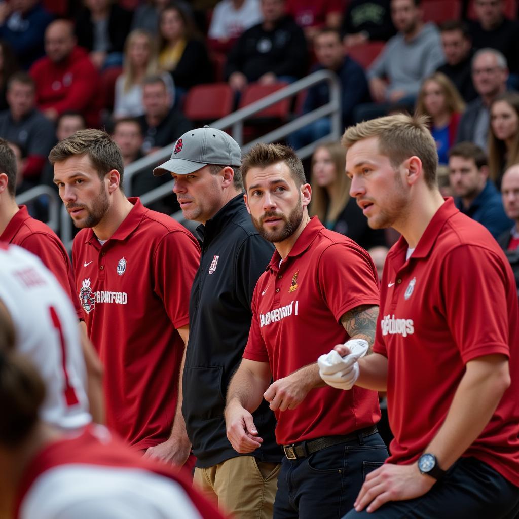 Brantford Bulldogs Coaching Staff on the Bench