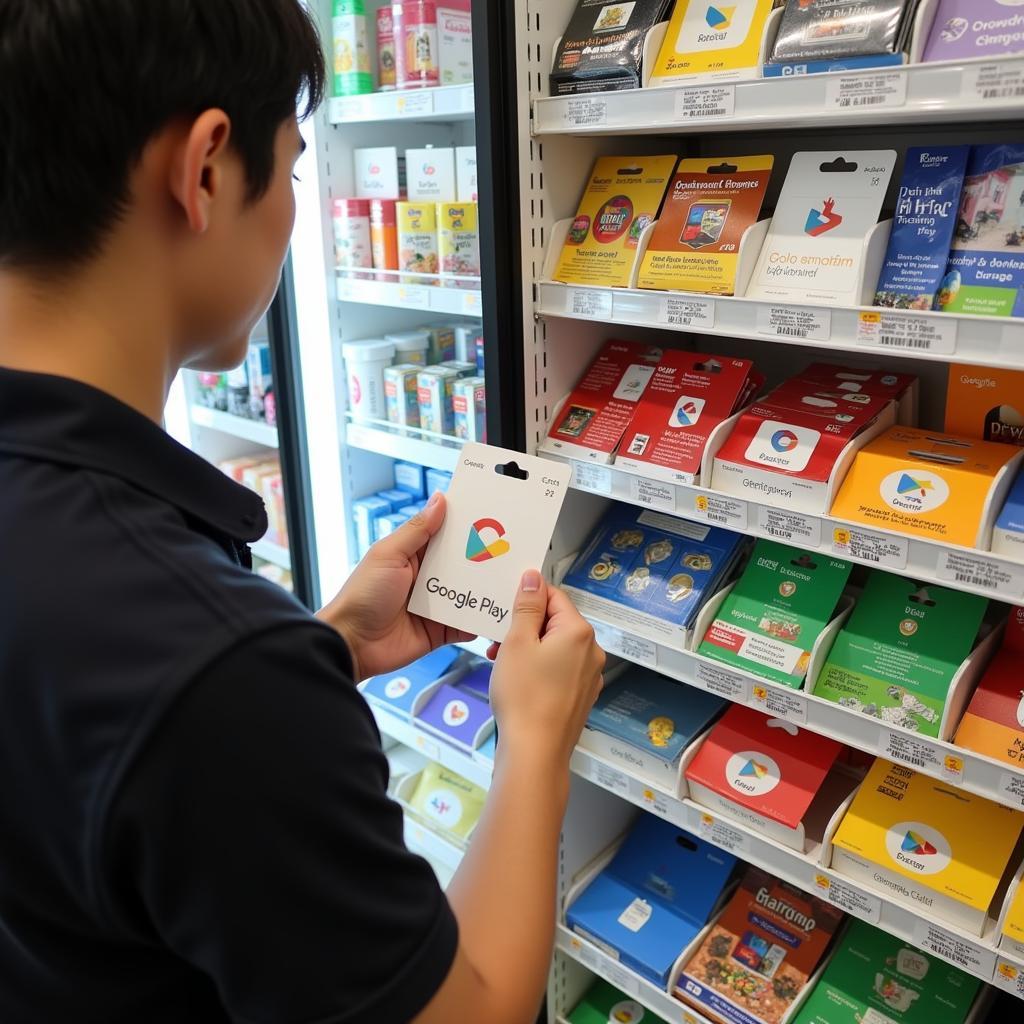 Purchasing a Google Play gift card in a Hong Kong store