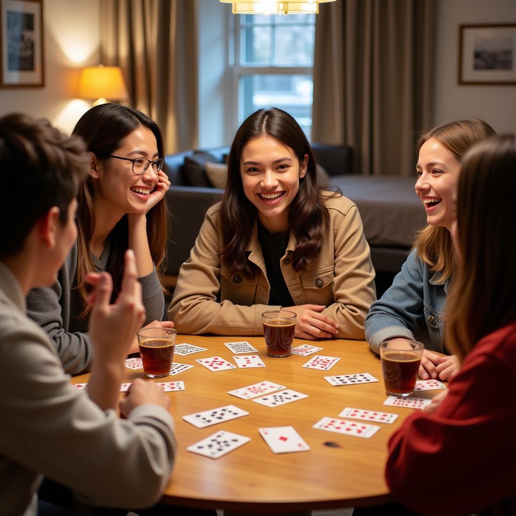 Playing card games with roommates