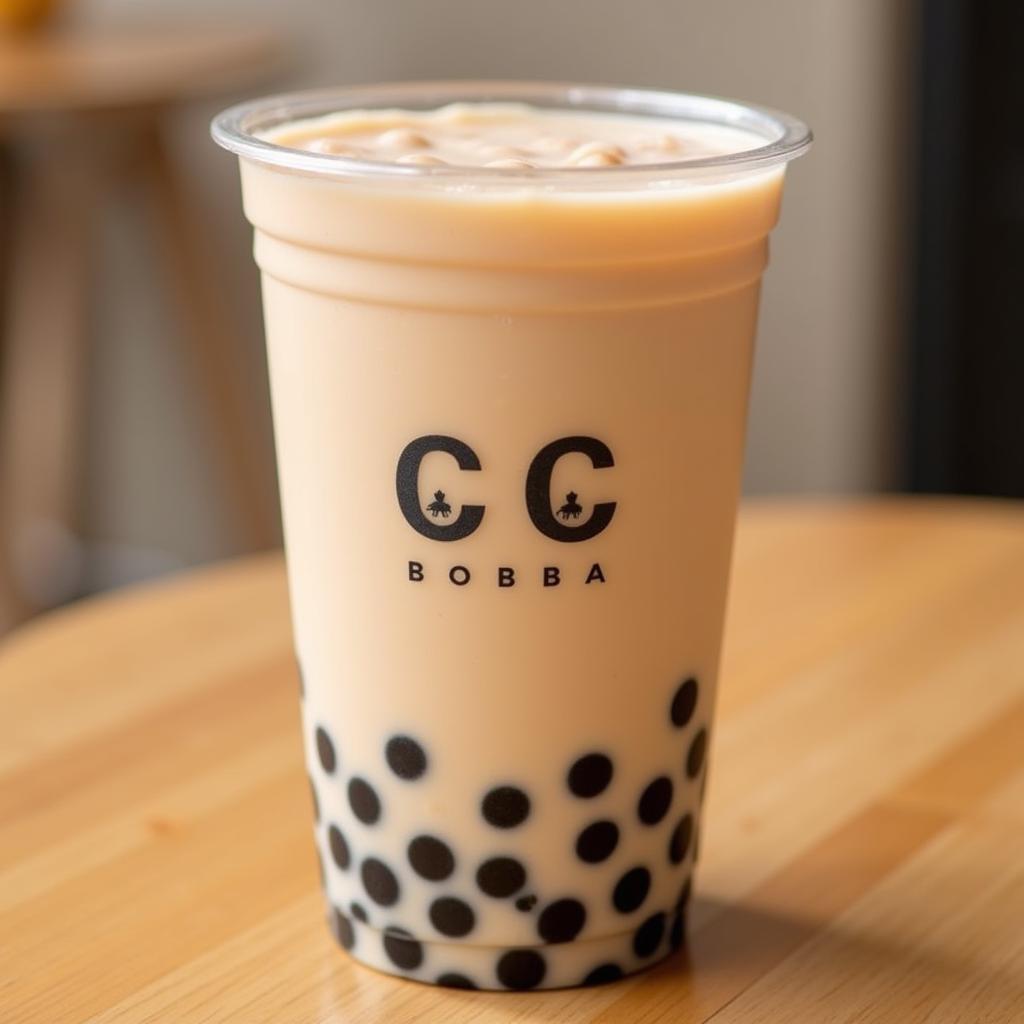 Classic Milk Tea with Boba Pearls from the cc boba Menu