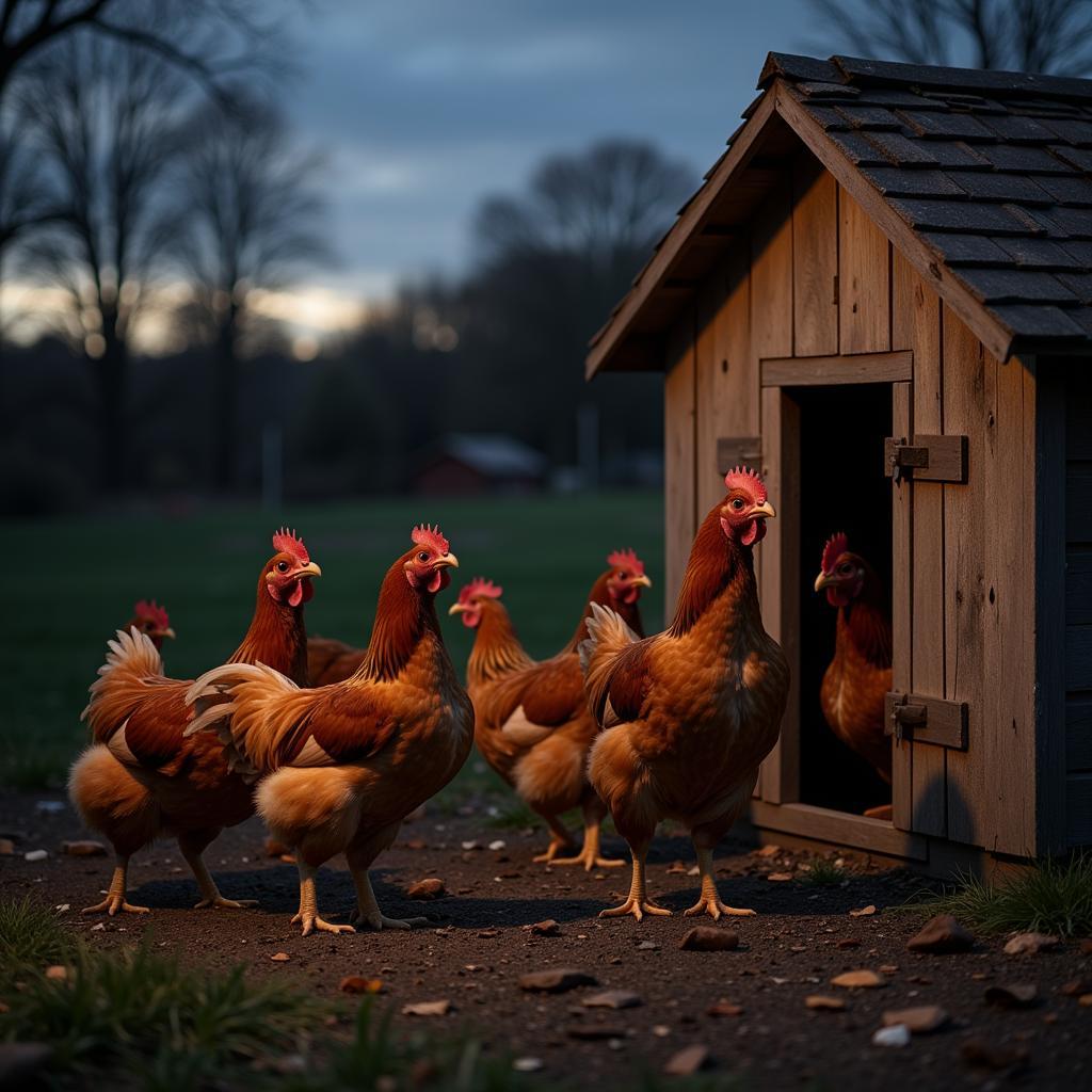 Chickens Reluctant to Enter Coop at Night