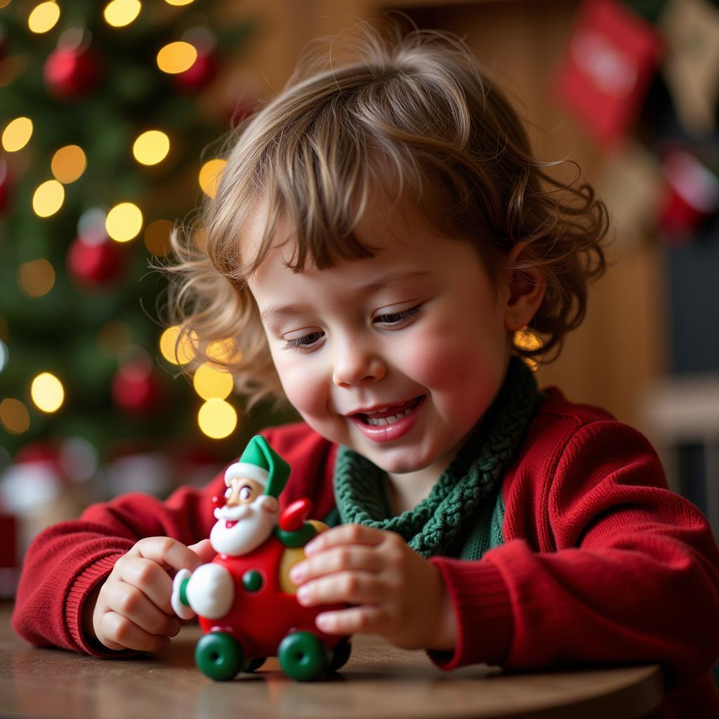 Child Playing with a Wind Up Toy