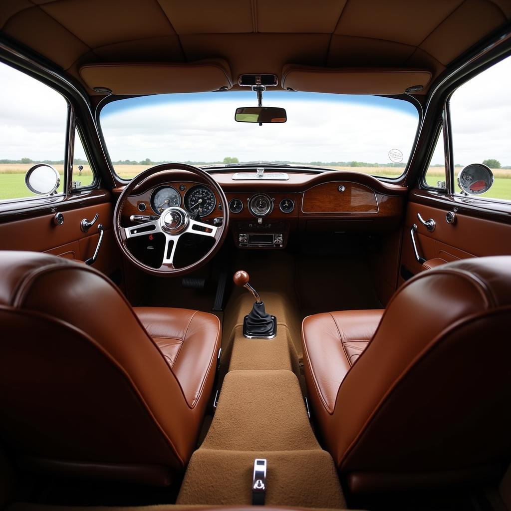 Customized interior of a classic car