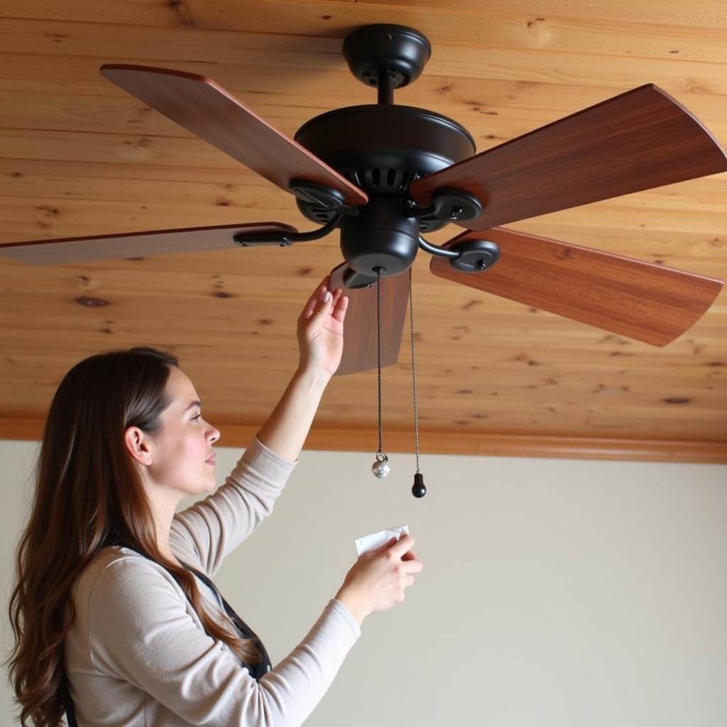 Cleaning the blades of a mission style ceiling fan