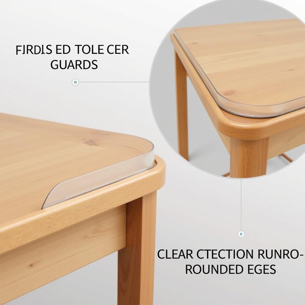 Clear Corner Guards Applied to the Rounded Edges of a Table