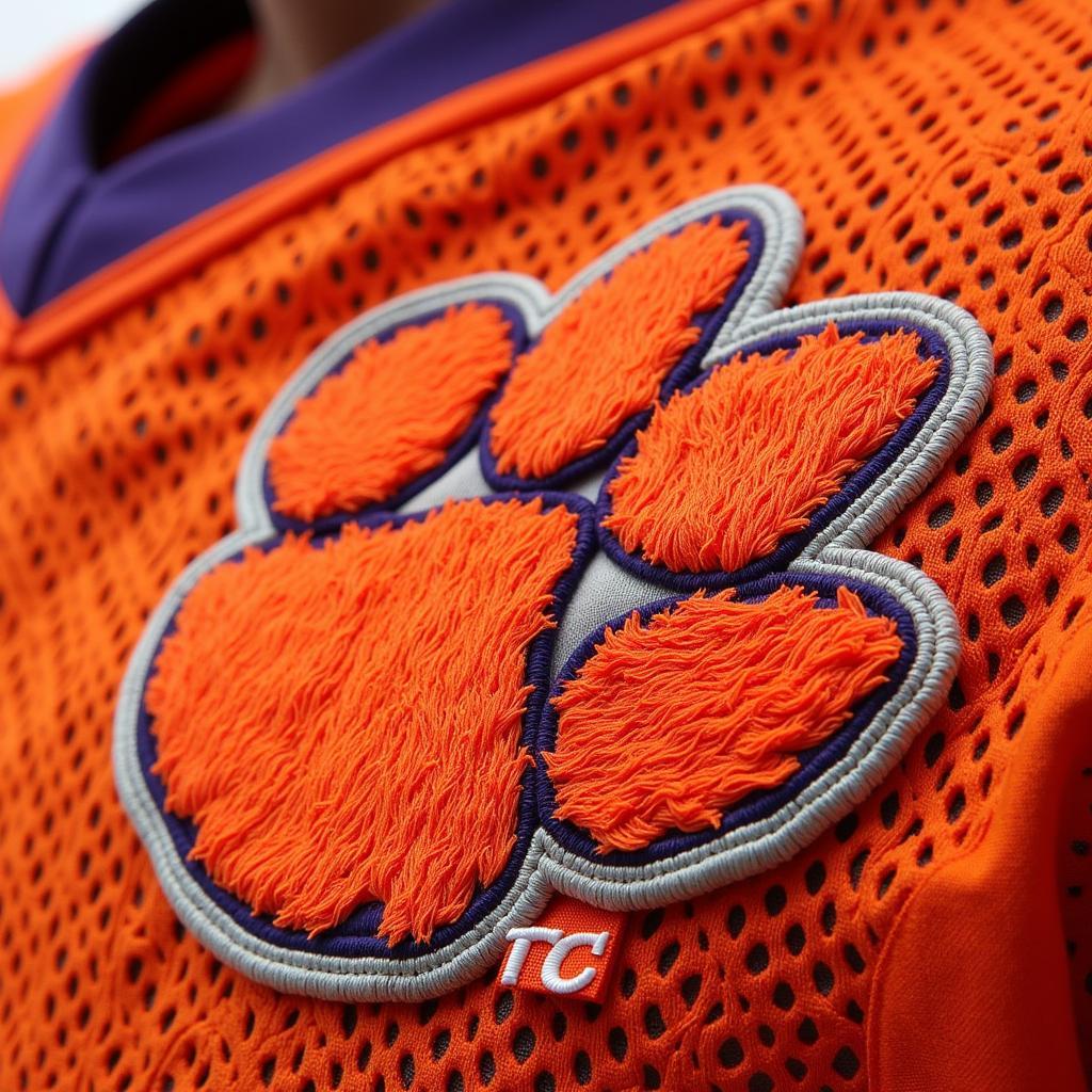 Close-up of Clemson Football Jersey Details