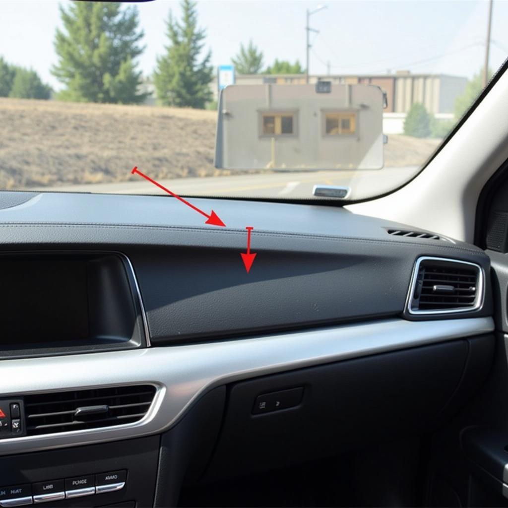 Common dashboard reflection points on a car