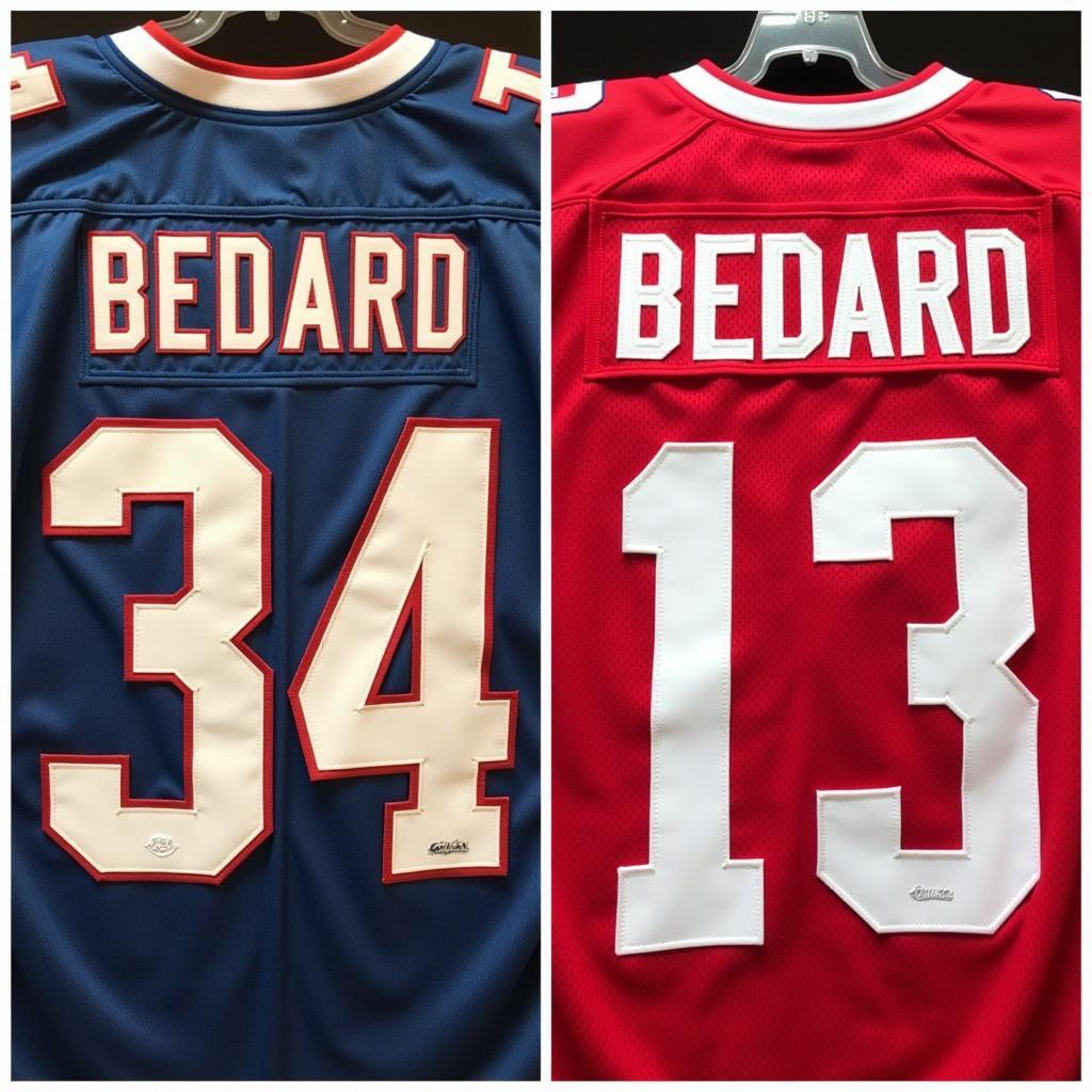 Comparison of authentic and replica Connor Bedard jerseys