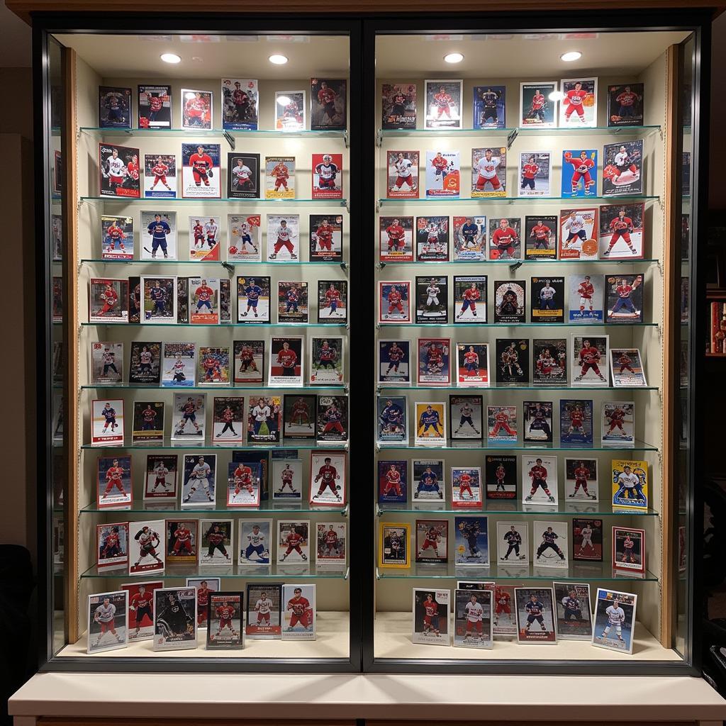 Display Case of Connor McDavid Hockey Cards