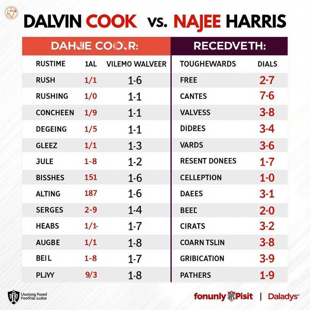 Dalvin Cook and Najee Harris side-by-side comparison