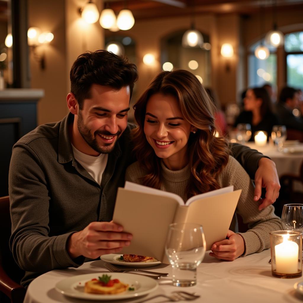 Couple Reading a Restaurant Menu Together