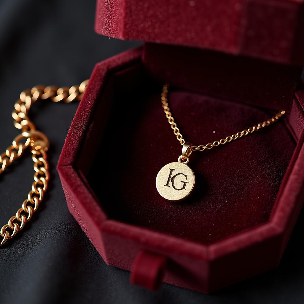 Cuban link chain with initial in a gift box