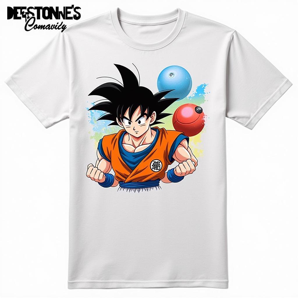 A custom-made t-shirt featuring a Dragon Ball Z print, showcasing a unique and personalized fan creation.