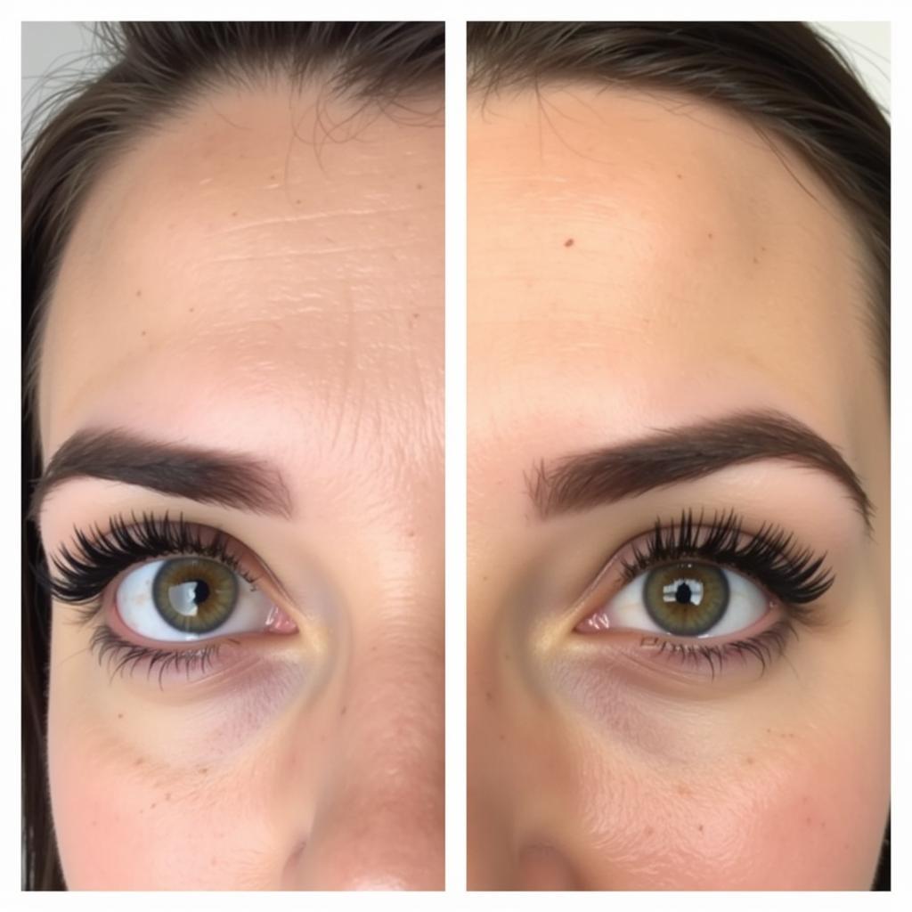 Before and after custom lash application.