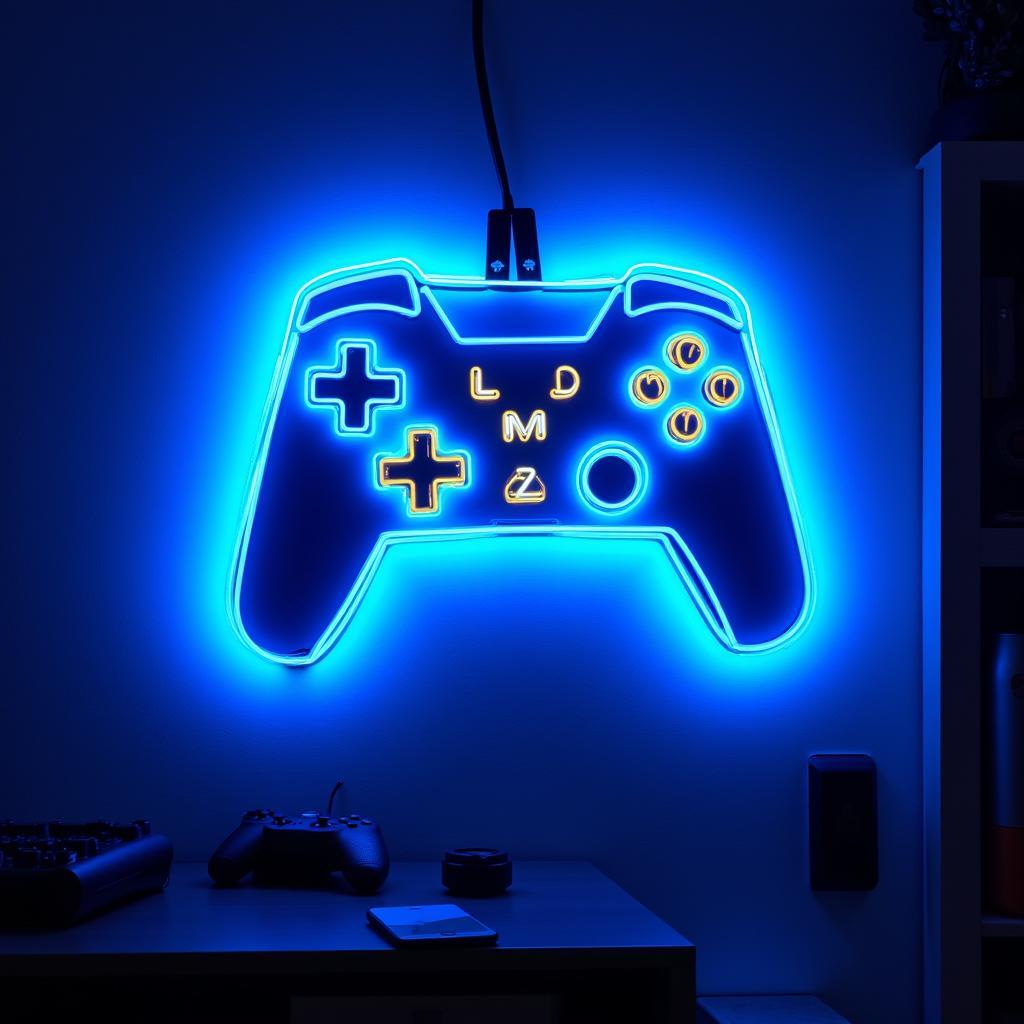 Custom Neon Sign of a Video Game Controller