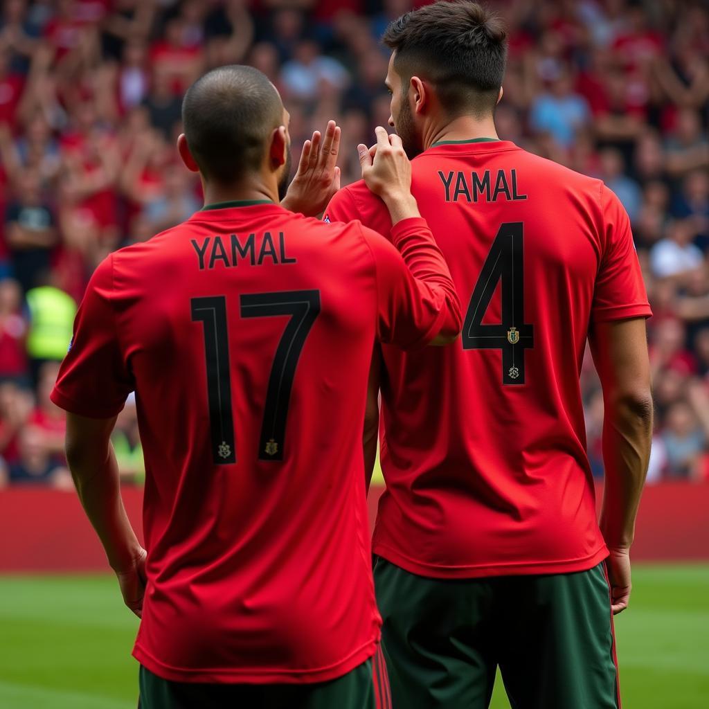 Custom Portugal jersey with Yamal's name and number