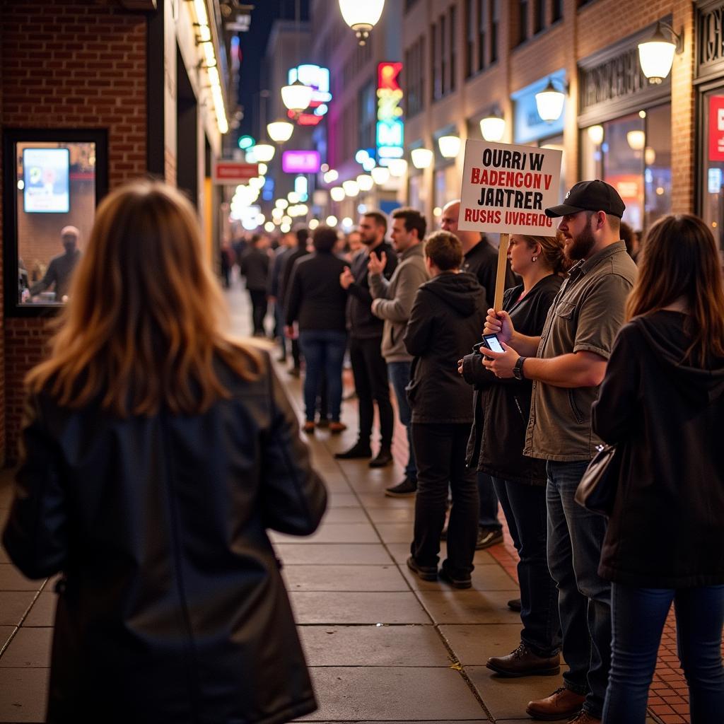 Fans lining up for Dead Outlaw rush tickets at the venue