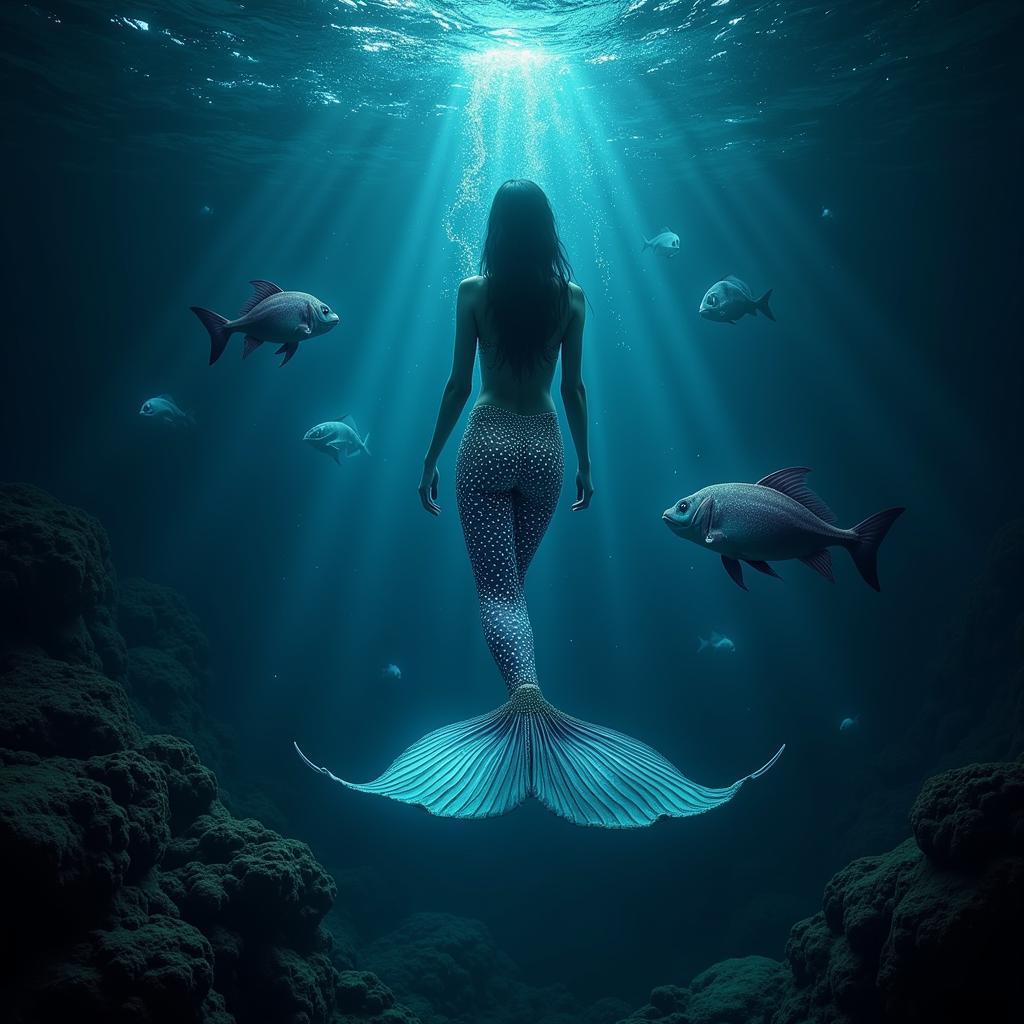 Deep-Sea Mermaid Bioluminescent Image