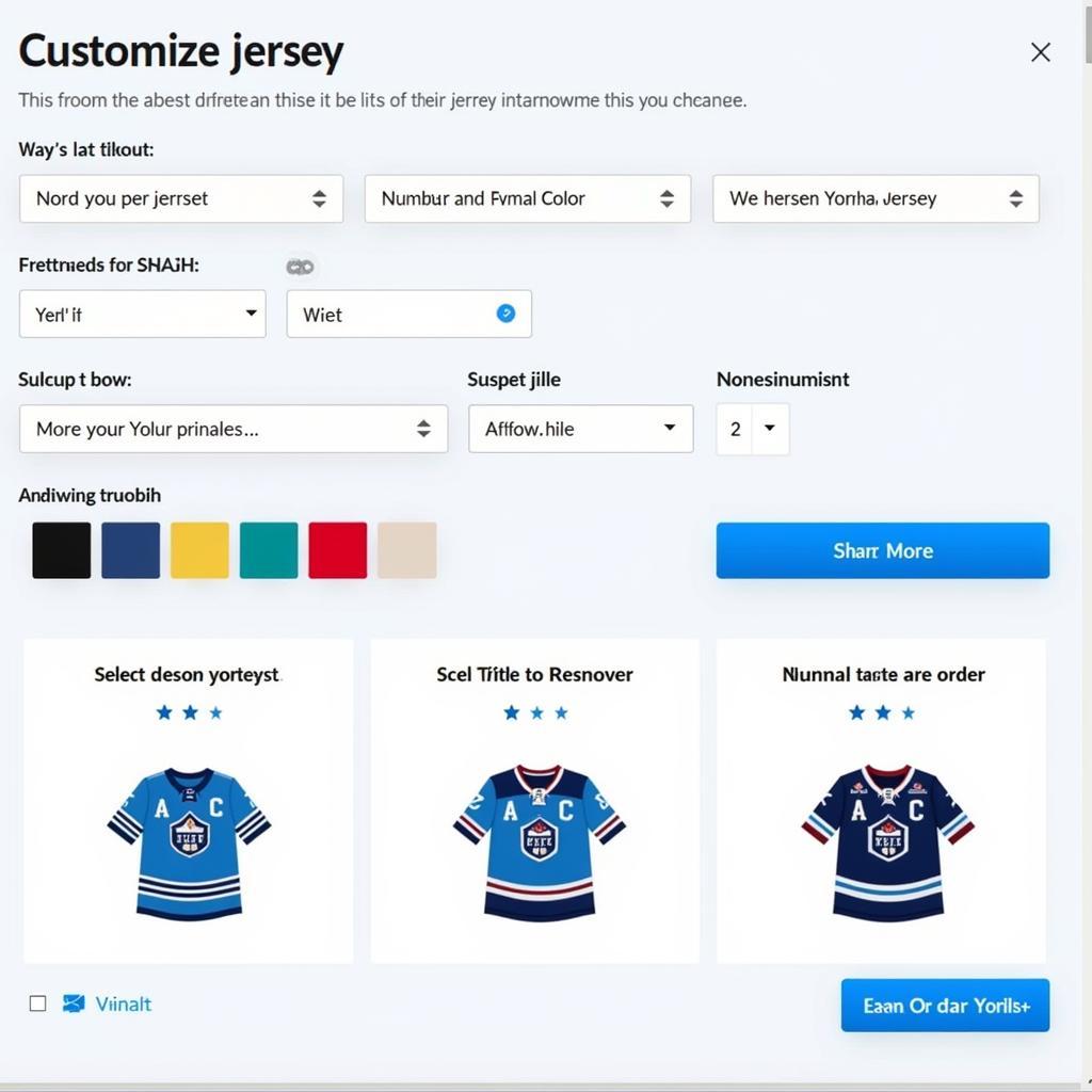 Designing a Custom Yamal Jersey Online - A screenshot of a website interface showing the customization options for a Yamal jersey, including name, number, and color selection.