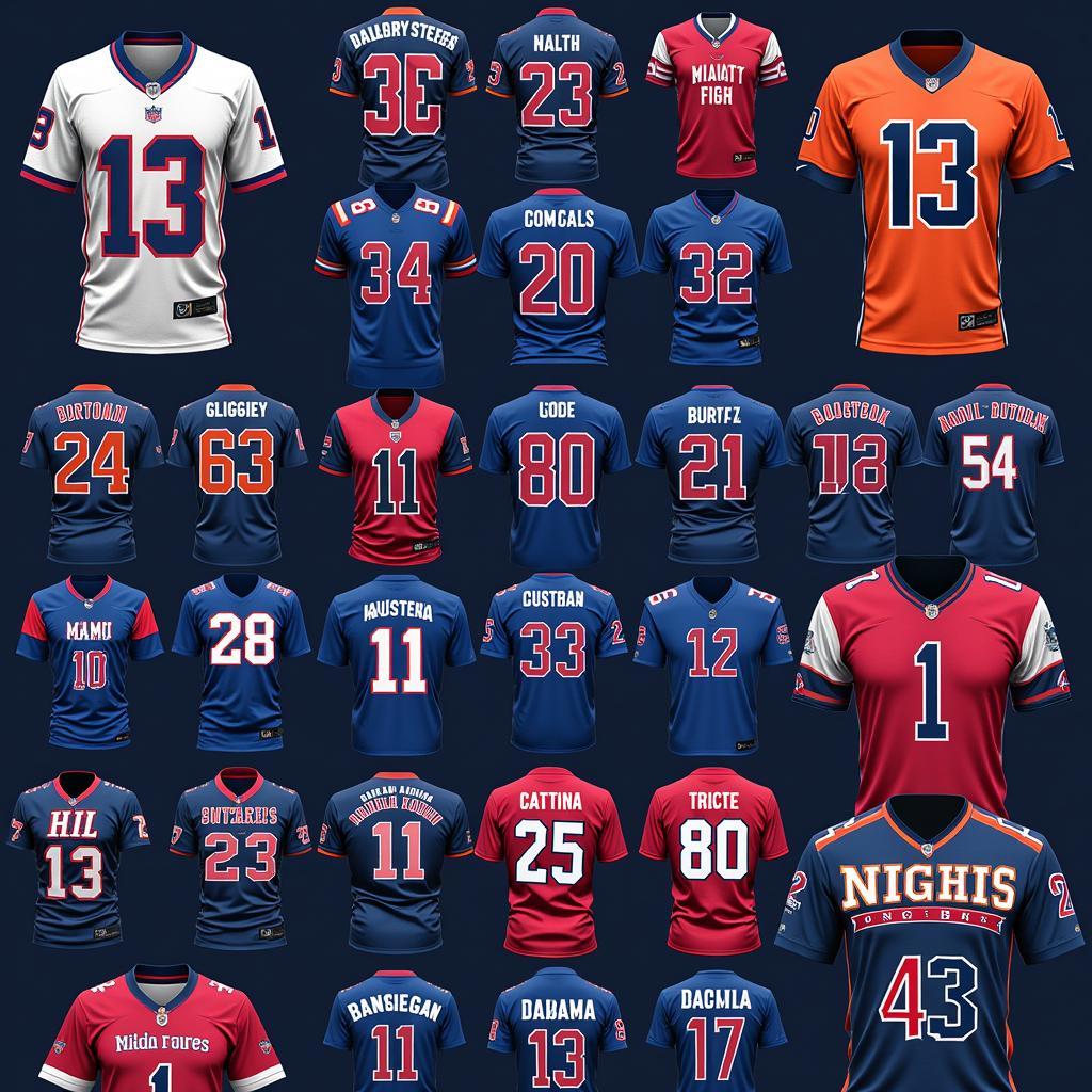 Various Styles of Miami Nights Football Jerseys