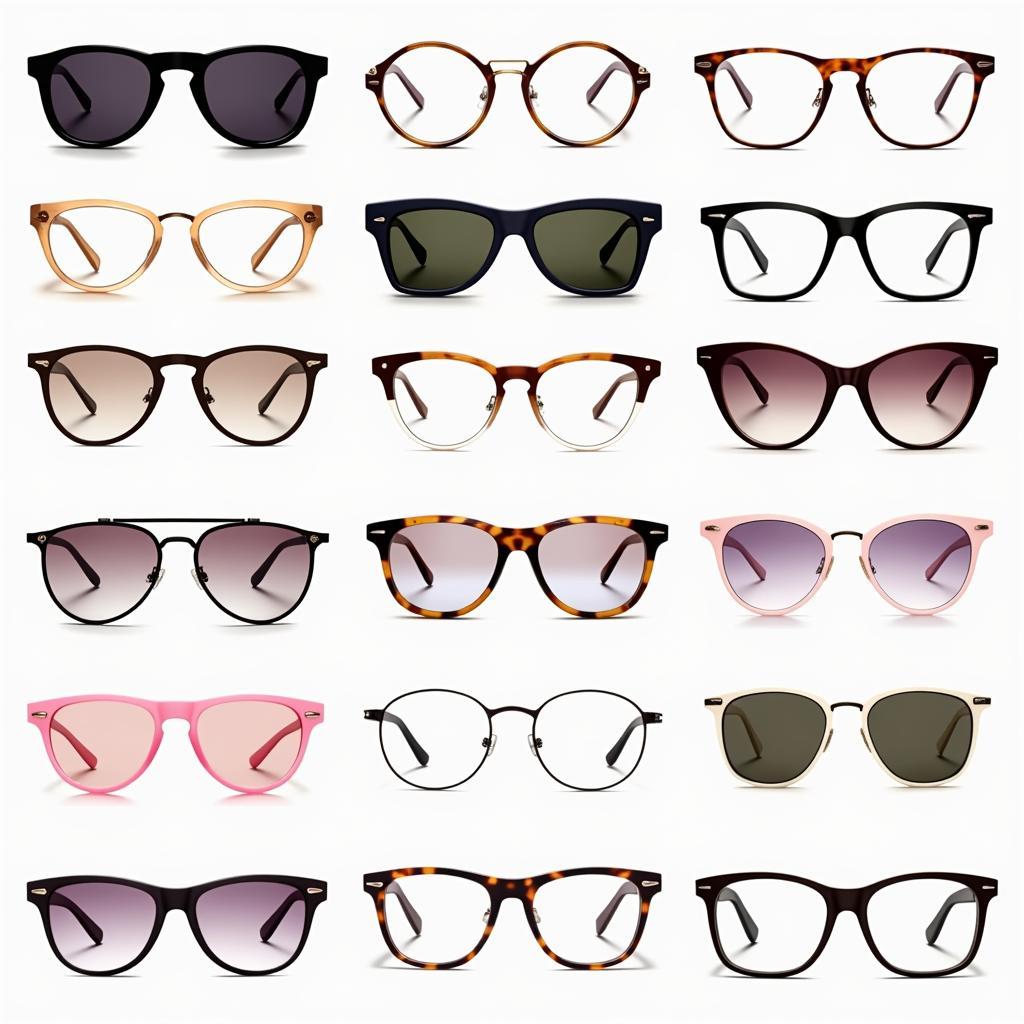 A variety of mods glasses showcasing different frame styles and colors