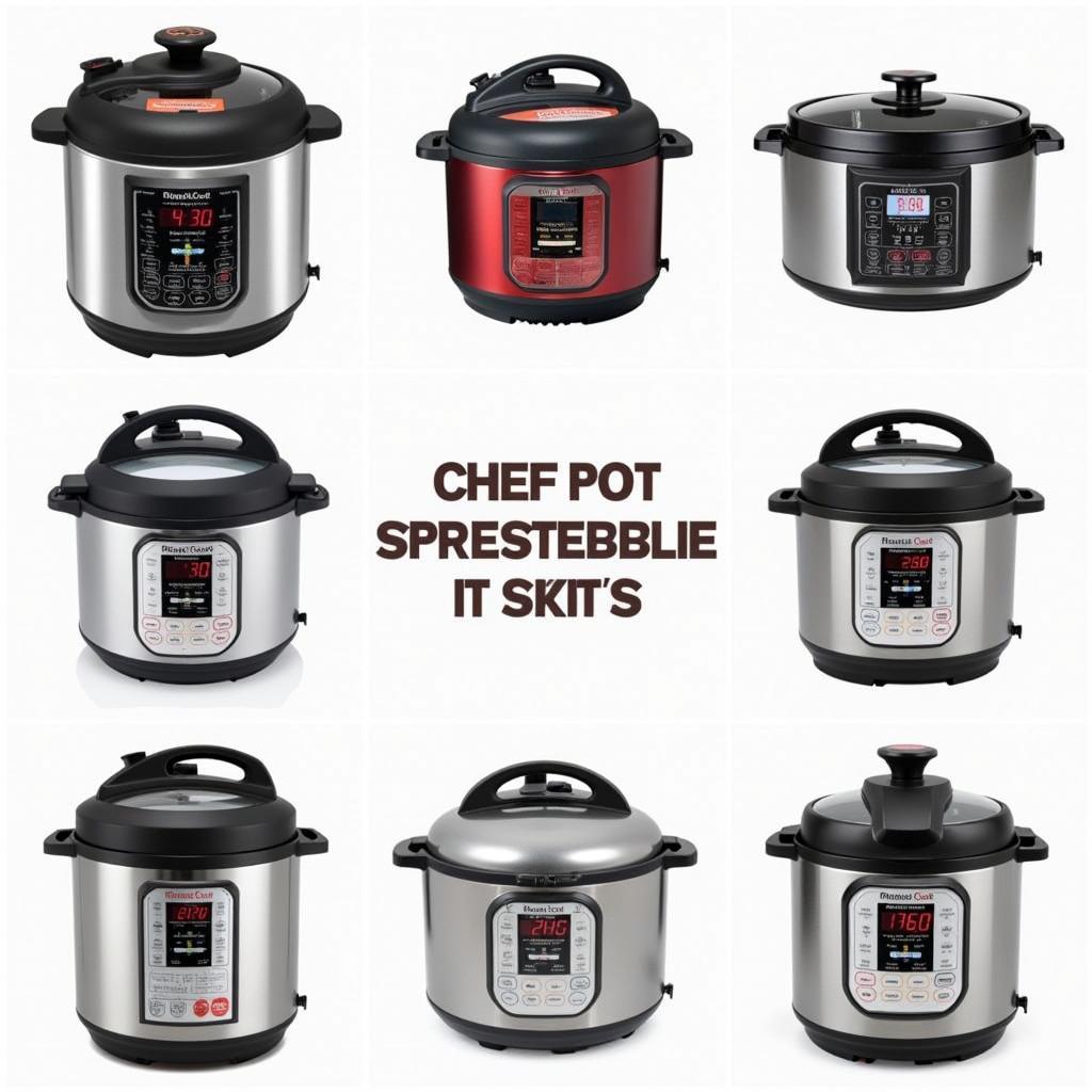 Various models of chef pressure cookers available in the market.