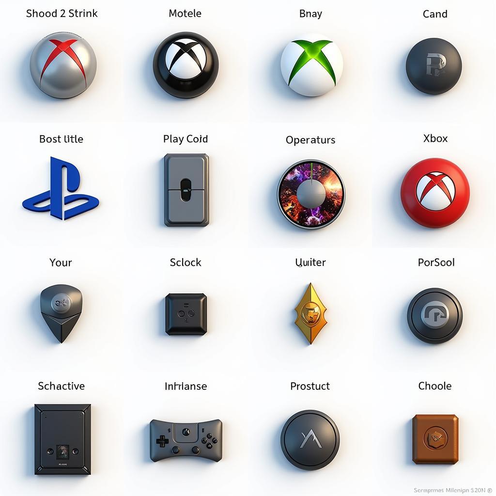 A variety of mod buttons for different gaming consoles