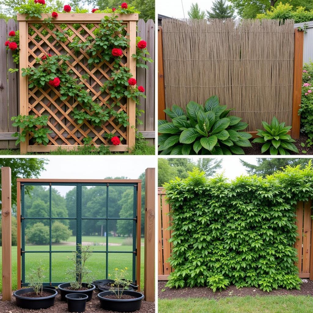 Various types of plant screens for different garden needs.